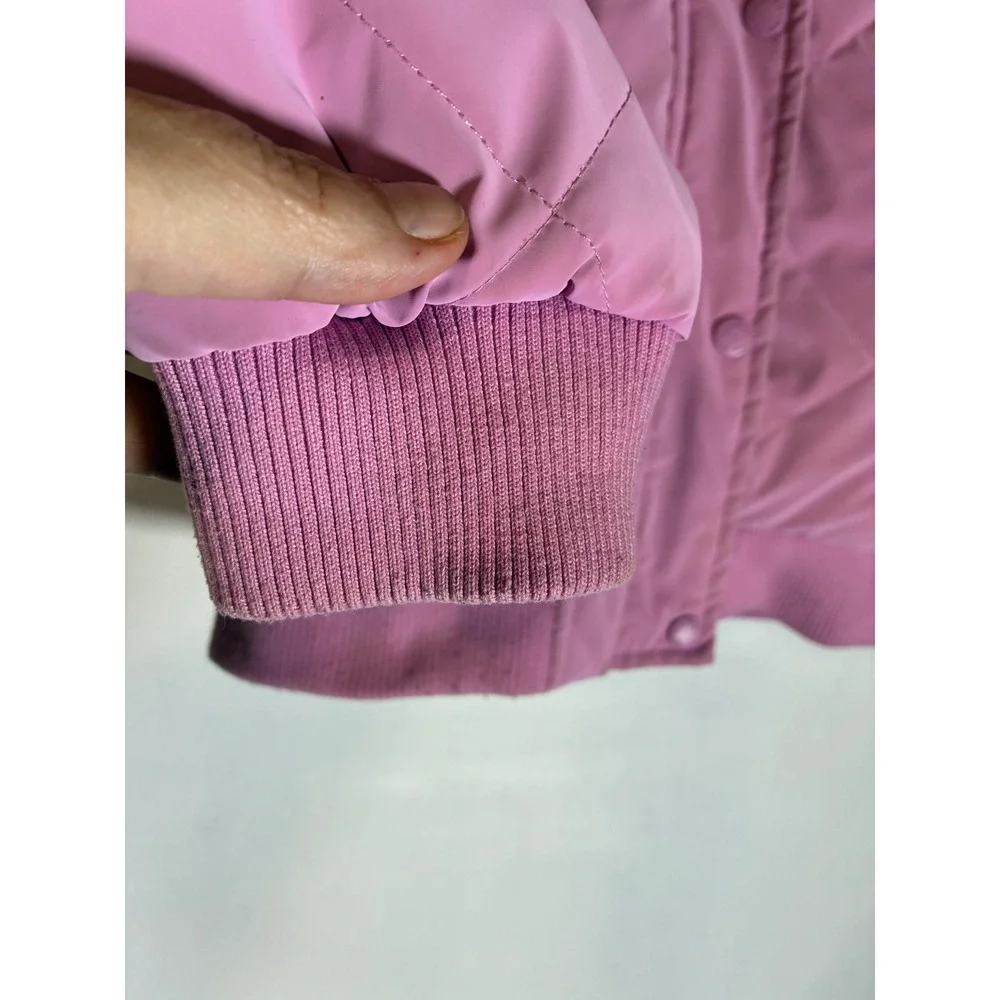 Justice Girls 7/8 Pink Quilted Sherpa Lined Hooded Winter Jacket Coat Small Kids